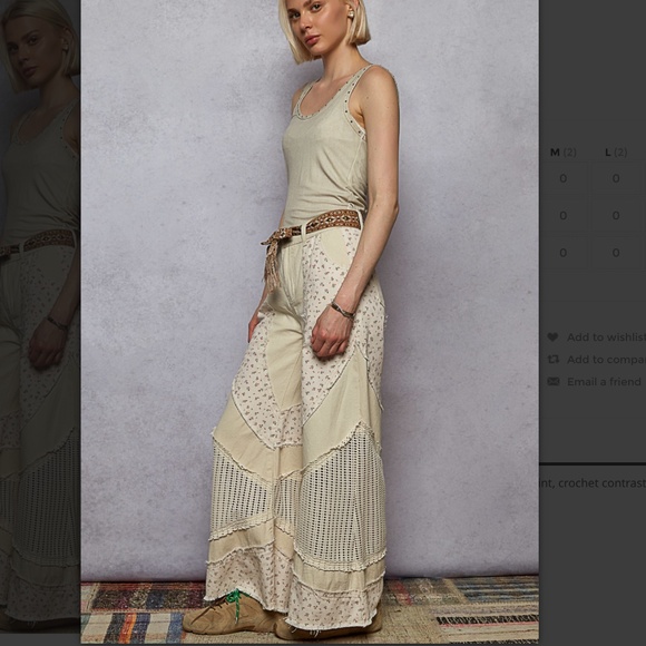 POL “ Sao Paulo 2 “ POL Denim Pants Jeans with Floral Print and Crochet SR25 - Picture 5 of 5